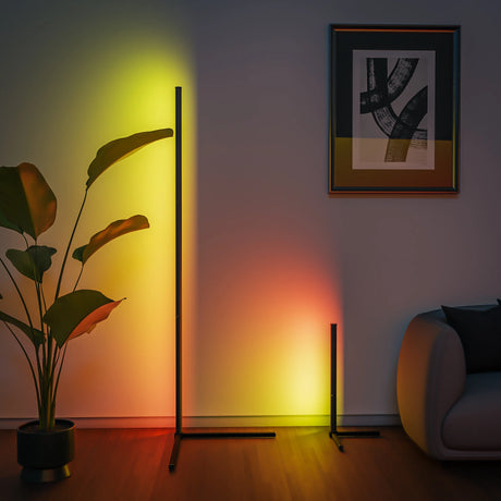 Smart App-Controlled Corner Floor Lamp with 16 Million Colors, Dimmable Modern Mood Lighting for Bedrooms and Gaming Rooms