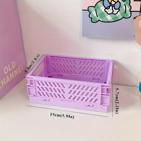 6 Color Organizing Storage Baskets Case Folding Student Desktop Basket Tape Stationery Plastic Foldable Container Storage Box