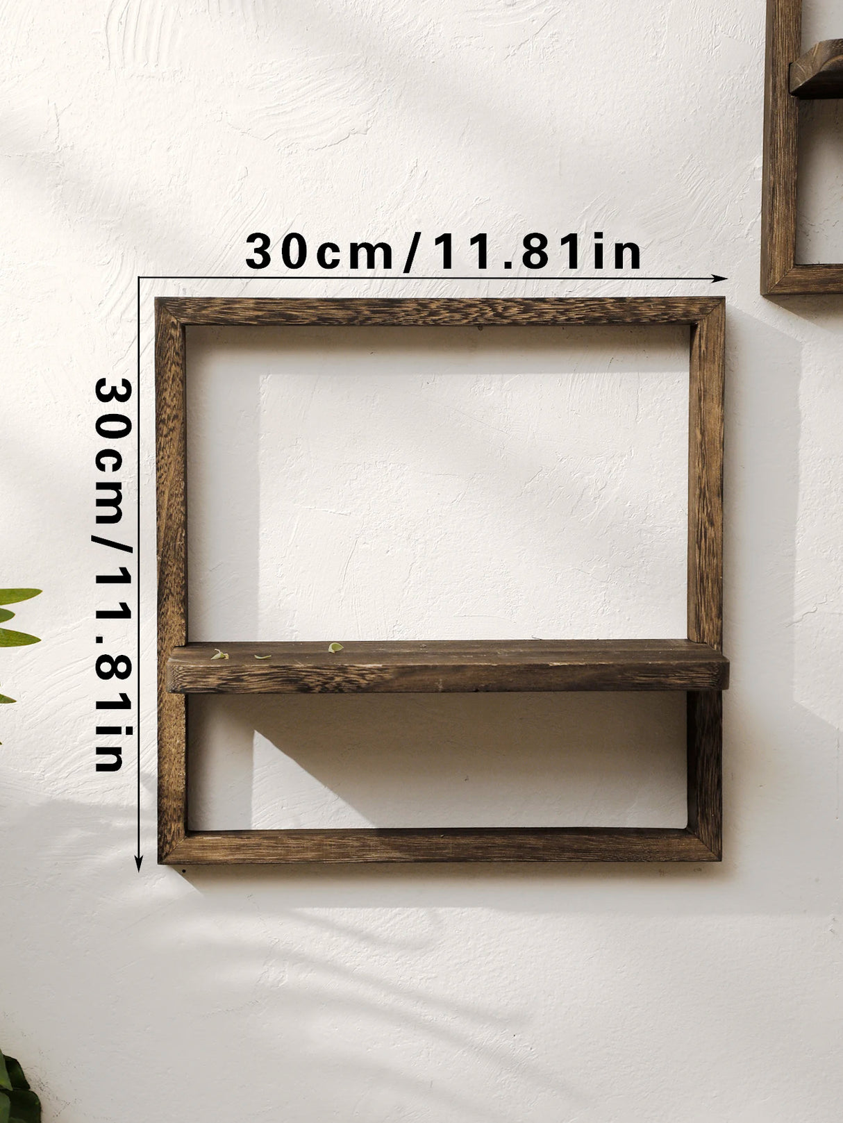 Black Wooden Floating Wall Shelf Square Plant Flower Pot Tray Display Stands Boho Home Decor Shelf for Bedroom Living Room Gifts