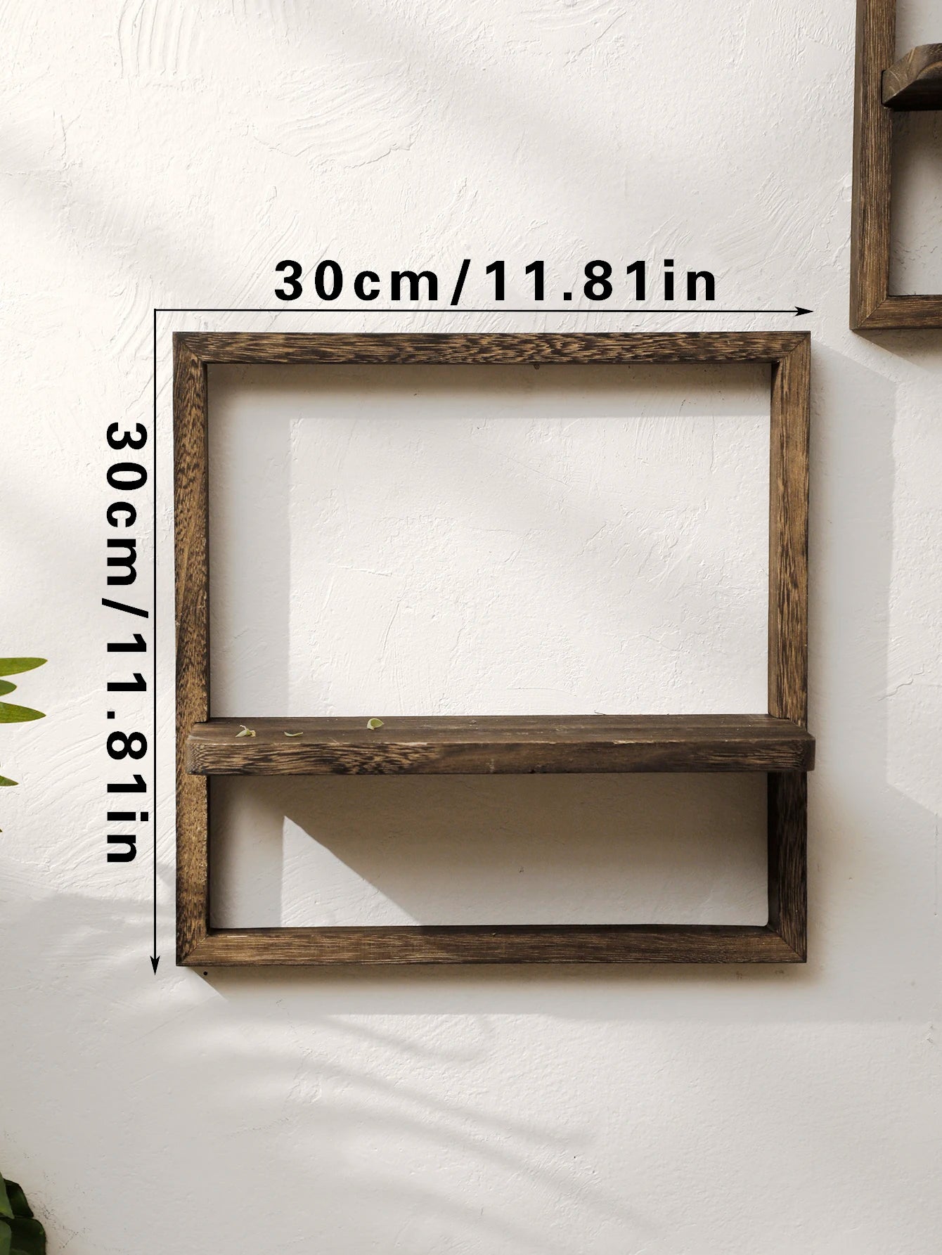 Black Wooden Floating Wall Shelf Square Plant Flower Pot Tray Display Stands Boho Home Decor Shelf for Bedroom Living Room Gifts