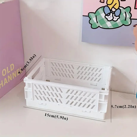 6 Color Organizing Storage Baskets Case Folding Student Desktop Basket Tape Stationery Plastic Foldable Container Storage Box