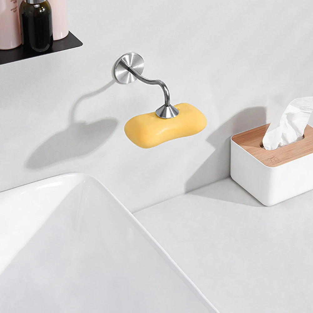 Stainless Steel Magnetic Soap Rack - Wall-Mounted, Multi-Functional with Self-Drainage for Bathroom, Kitchen, and Shower Room