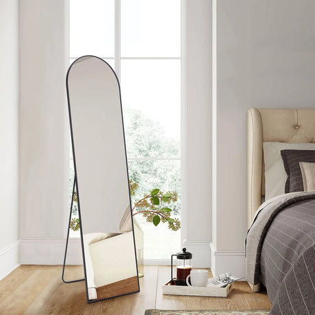 Full Body Wall Mirror 59"X16" Standing Hanging or Wall-Mounted Mirrors with Stand Aluminum Alloy Frame for Bathroom Bedroom
