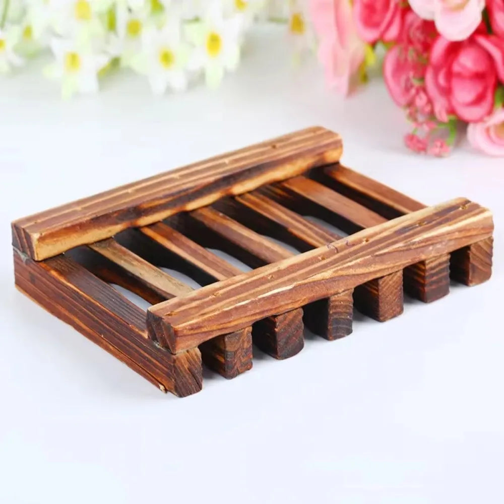 Natural Bamboo Soap Dish Holder - Mildew-Resistant Wooden Tray for Bathroom and Washroom Use