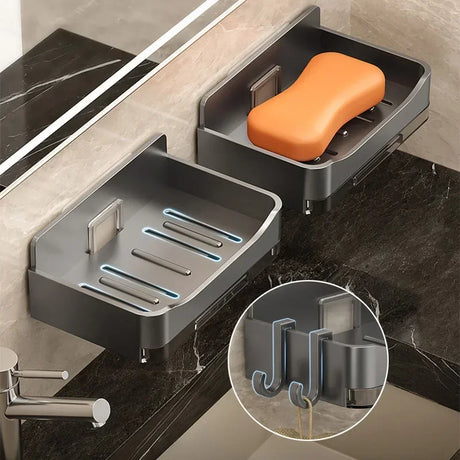 Wall-Mounted Soap and Sponge Holder with Double Drainage - Free-Punching Bathroom Organizer