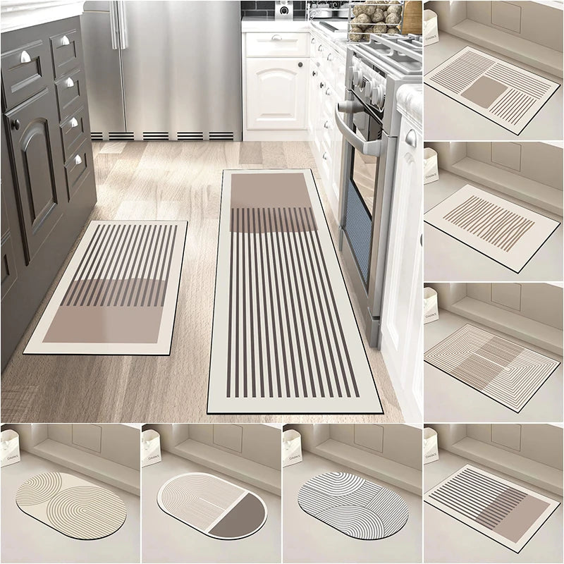 Ultra-Absorbent Diatomite Kitchen Floor Mat - Soft, Washable, Anti-Slip Bathroom Entrance Rug
