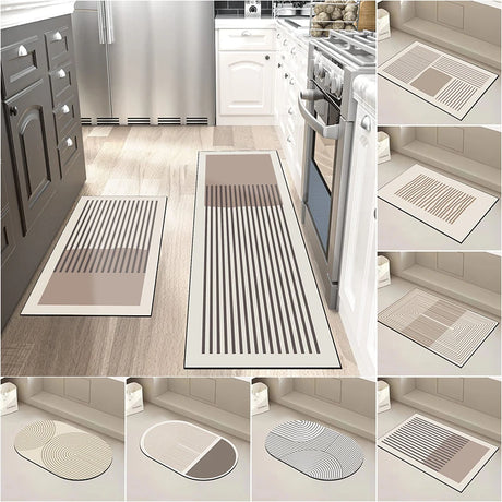Ultra-Absorbent Diatomite Kitchen Floor Mat - Soft, Washable, Anti-Slip Bathroom Entrance Rug