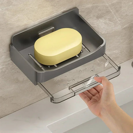 Wall-Mounted Soap and Sponge Holder with Double Drainage - Free-Punching Bathroom Organizer