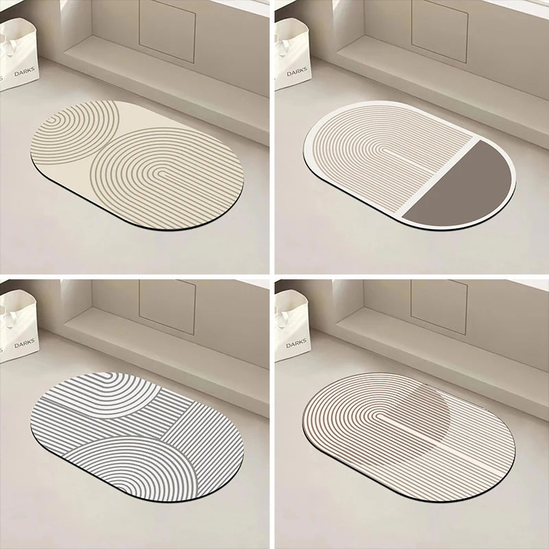 Ultra-Absorbent Diatomite Kitchen Floor Mat - Soft, Washable, Anti-Slip Bathroom Entrance Rug