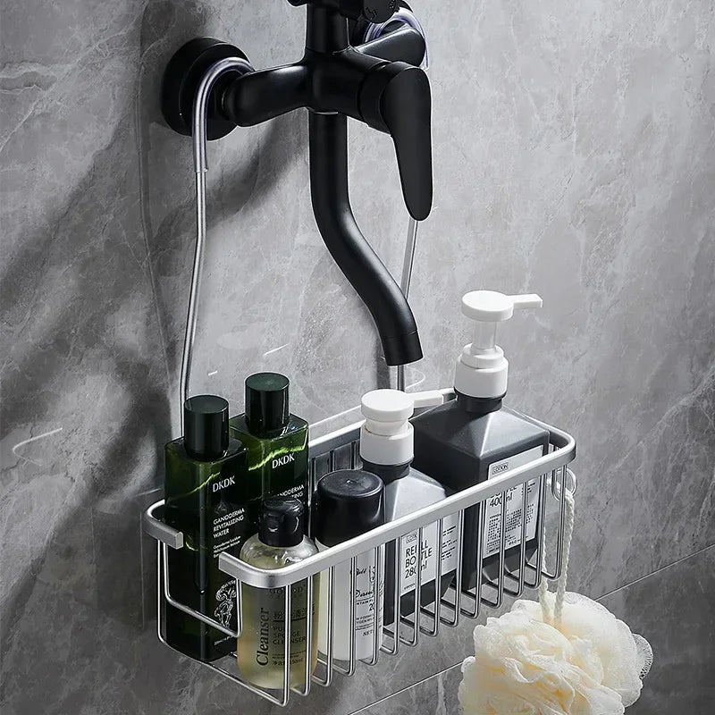 Aluminium Bathroom Shelf - No Drill Shower Storage Organizer for Shampoo and Accessories