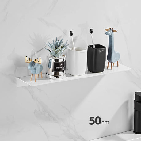 Aluminum Floating Shelves for Bathroom and Kitchen Storage - Wall-Mounted Organizer in 30/40/50CM Sizes