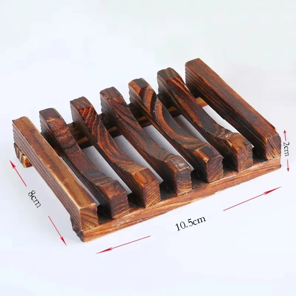 Natural Bamboo Soap Dish Holder - Mildew-Resistant Wooden Tray for Bathroom and Washroom Use