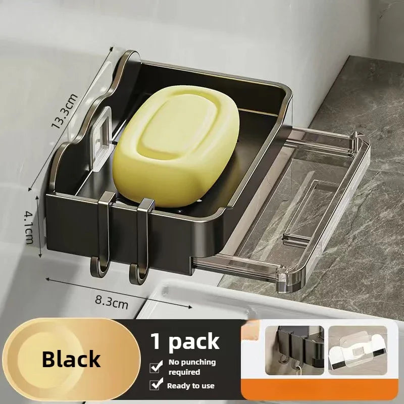 Wall-Mounted Soap and Sponge Holder with Double Drainage - Free-Punching Bathroom Organizer