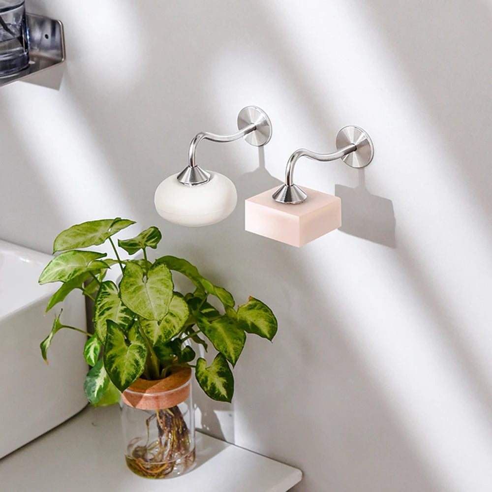 Stainless Steel Magnetic Soap Rack - Wall-Mounted, Multi-Functional with Self-Drainage for Bathroom, Kitchen, and Shower Room