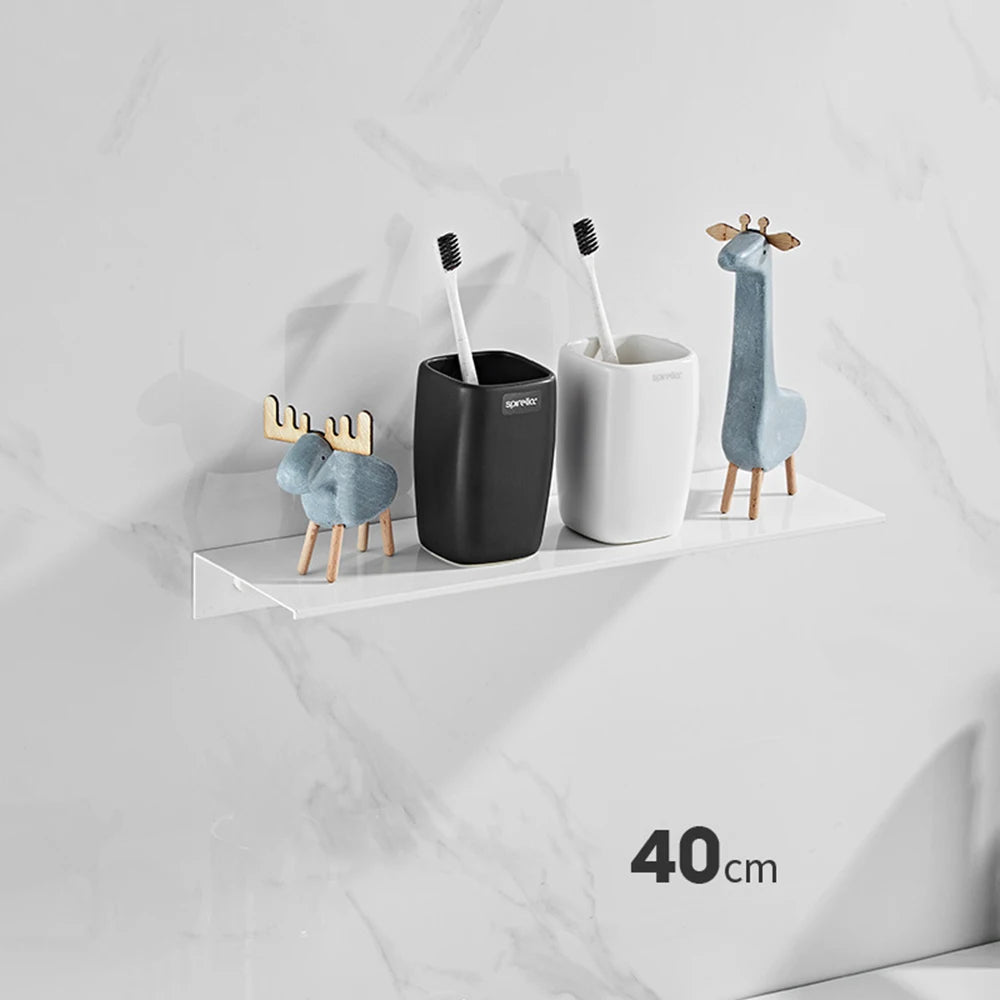 Aluminum Floating Shelves for Bathroom and Kitchen Storage - Wall-Mounted Organizer in 30/40/50CM Sizes
