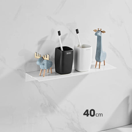 Aluminum Floating Shelves for Bathroom and Kitchen Storage - Wall-Mounted Organizer in 30/40/50CM Sizes