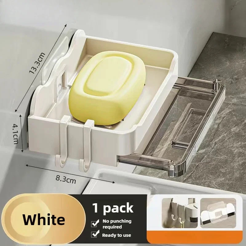 Wall-Mounted Soap and Sponge Holder with Double Drainage - Free-Punching Bathroom Organizer