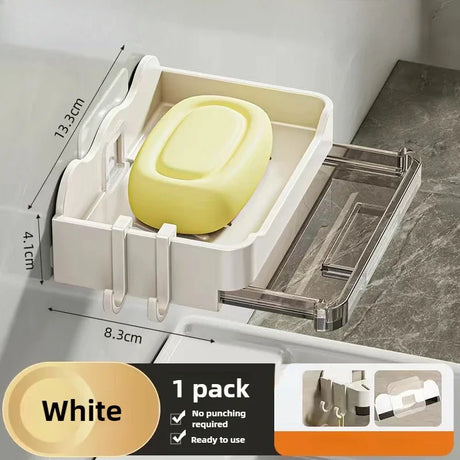 Wall-Mounted Soap and Sponge Holder with Double Drainage - Free-Punching Bathroom Organizer