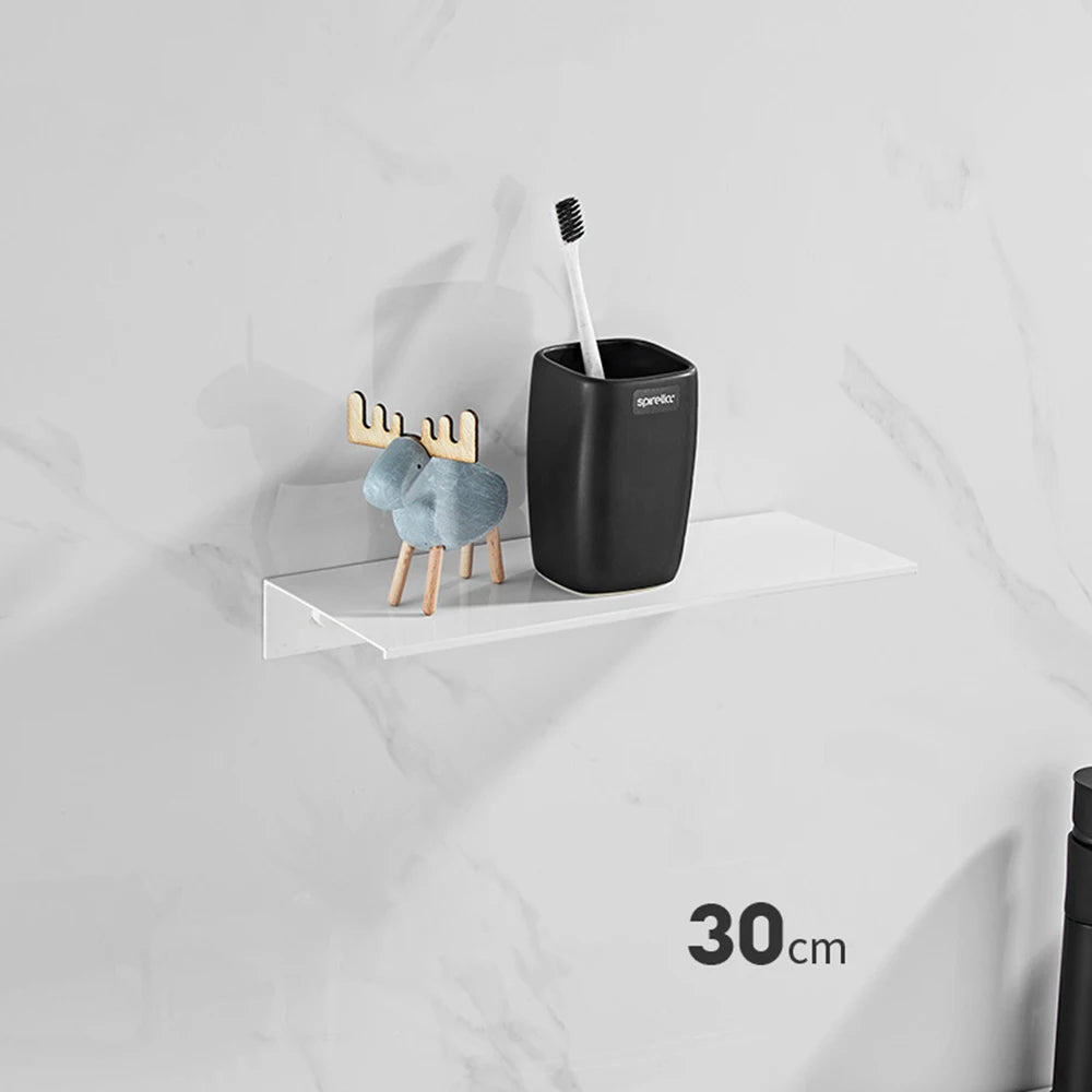 Aluminum Floating Shelves for Bathroom and Kitchen Storage - Wall-Mounted Organizer in 30/40/50CM Sizes