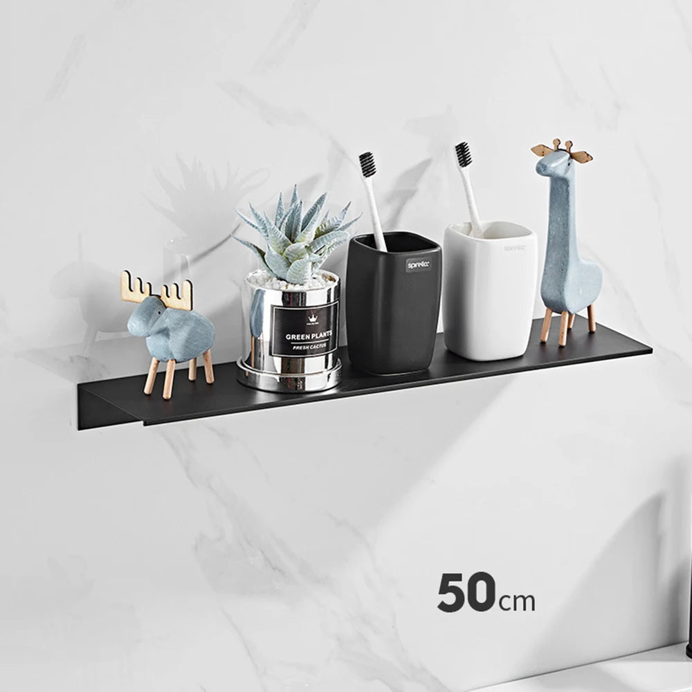 Aluminum Floating Shelves for Bathroom and Kitchen Storage - Wall-Mounted Organizer in 30/40/50CM Sizes