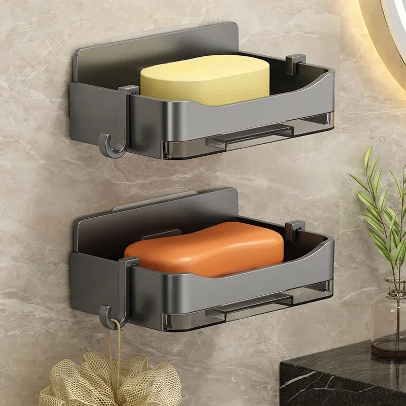 Wall-Mounted Soap and Sponge Holder with Double Drainage - Free-Punching Bathroom Organizer