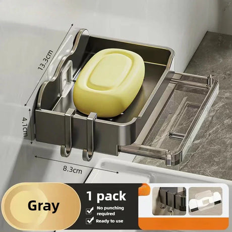 Wall-Mounted Soap and Sponge Holder with Double Drainage - Free-Punching Bathroom Organizer