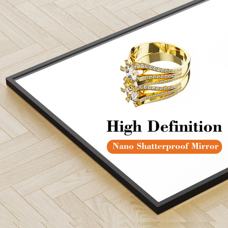 JHK 64"X21" Full Body Wall Mirror Standing Hanging or Leaning Wall-Mounted Mirrors with Stand Aluminum Alloy Frame Living Room