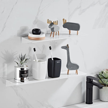 Aluminum Floating Shelves for Bathroom and Kitchen Storage - Wall-Mounted Organizer in 30/40/50CM Sizes