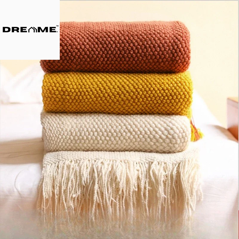 Pineapple Knit Lightweight Throw Blanket for Office and Summer Use