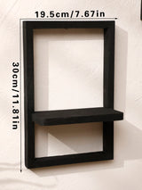 Black Wooden Floating Wall Shelf Square Plant Flower Pot Tray Display Stands Boho Home Decor Shelf for Bedroom Living Room Gifts