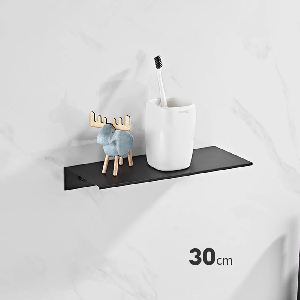Aluminum Floating Shelves for Bathroom and Kitchen Storage - Wall-Mounted Organizer in 30/40/50CM Sizes