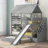 Twin Over Twin Bunk Beds for Kids with Slide, Trundle, Stairs, and Storage - Playhouse Design with Roof and Window