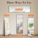 JHK 64"X21" Full Body Wall Mirror Standing Hanging or Leaning Wall-Mounted Mirrors with Stand Aluminum Alloy Frame Living Room