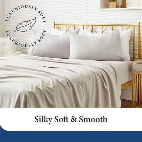 Luxury 100% Egyptian Cotton Bed Sheet Set - 4/6 Piece Collection with Elastic Fitted Sheet, Flat Sheets, and Pillowcases for Ultimate Comfort
