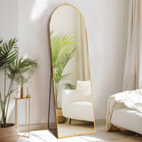 Full Body Wall Mirror 59"X16" Standing Hanging or Wall-Mounted Mirrors with Stand Aluminum Alloy Frame for Bathroom Bedroom