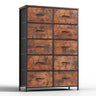 JHK Bedside Table for Bedroom with 10 Fabric Drawers Nightstand Storage Cabinet with Steel Frame Clothes Storage Display Cabinet