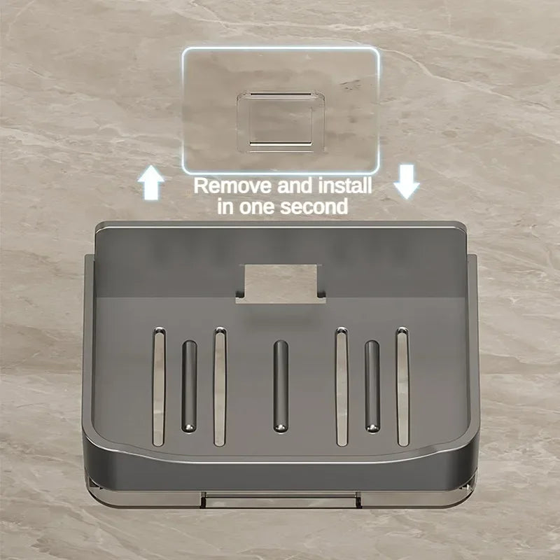 Wall-Mounted Soap and Sponge Holder with Double Drainage - Free-Punching Bathroom Organizer