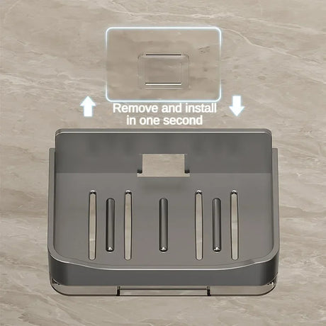 Wall-Mounted Soap and Sponge Holder with Double Drainage - Free-Punching Bathroom Organizer