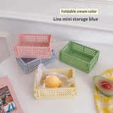 6 Color Organizing Storage Baskets Case Folding Student Desktop Basket Tape Stationery Plastic Foldable Container Storage Box
