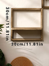 Black Wooden Floating Wall Shelf Square Plant Flower Pot Tray Display Stands Boho Home Decor Shelf for Bedroom Living Room Gifts